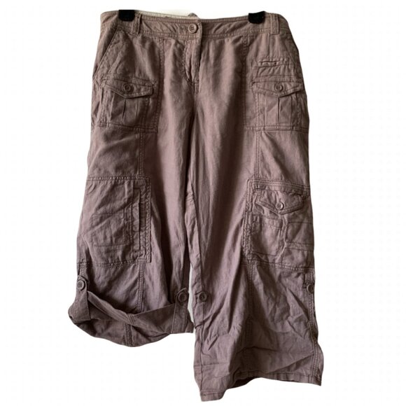 🎒 Anthro Hei Hei Casual Lilac Cargo Linen Pants – Adventure-Ready Style! 🎒 - Picture 1 of 4